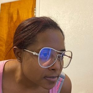 Aviator Sliver Color Tone Stylish Bling out rhinestone Glasses